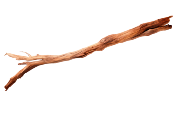 A single aromatic cedar stick floating in mid-air, isolated on a white background.
