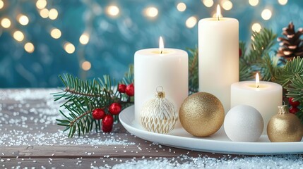 Christmas candlelight service, traditional decorations, religious ambiance