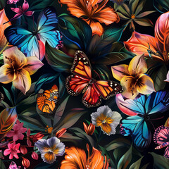 Butterflies and flowers and the sky