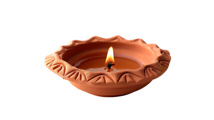 Clay oil diya lamp isolated.