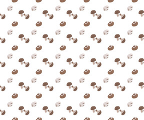 set of Brown champignon mushroom as seamless pattern background