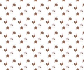 Brown champignon mushroom as seamless pattern background