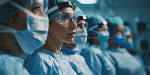 A team of healthcare professionals in a hospital setting, symbolizing medical research and healthcare development