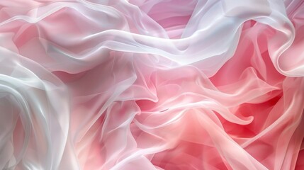 Fototapeta premium Abstract image featuring soft pink and white flowing layers, creating a gentle and elegant visual effect. wide angle lens