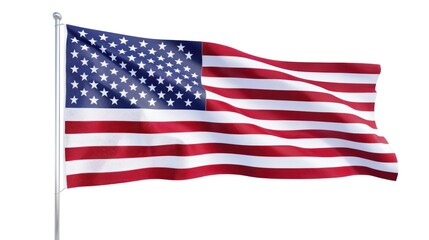 Obraz premium American flag isolated on white background. Banner mockup for Columbus Day, US Independence Day, Memorial Day, American Labor day. wide angle lens