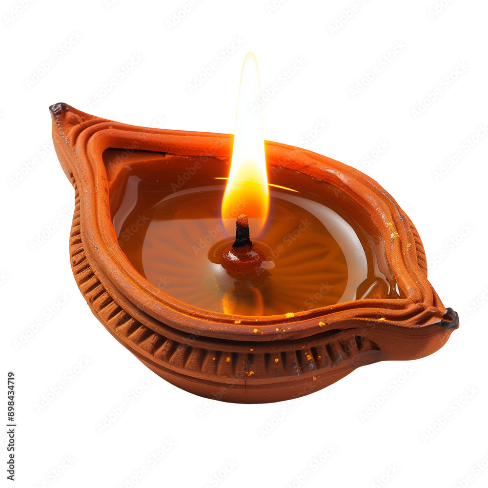 Poster diwali diya lamp isolated.