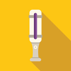 Ultraviolet lamp emitting uv c light for disinfecting surfaces, in flat design style with long shadow on yellow background