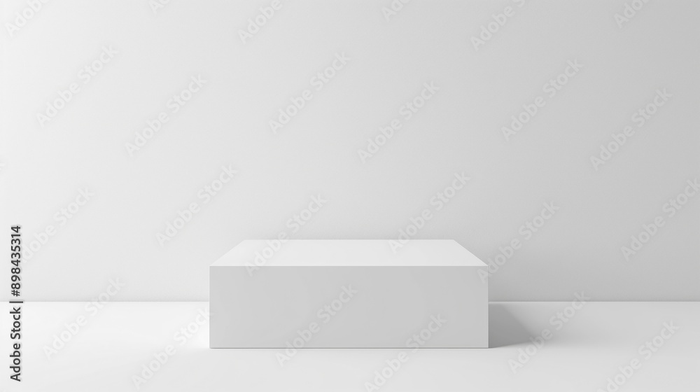 Poster white abstract studio stage podium background form - product placement display white step with spotlight and gray background, table stage for products and design geometrical forms white background