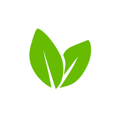 Green leaf icons. Leaves icon. Leaves of trees and plants. Vector illustration.