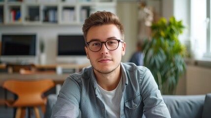 Fototapeta premium Young Professional in Modern Office Setting