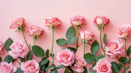 Focus on blush roses against pastel background