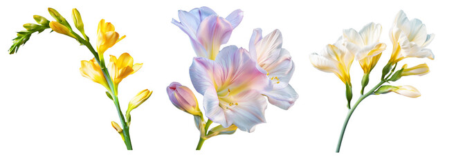Obraz premium Set of spring bloom flowers on isolated background.