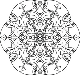 vector outline mandala art illustration coloring page, new mandala 