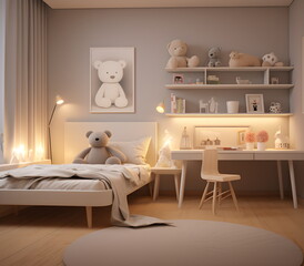 Gemütliches Kinderzimmer mit Spielzeug und Deko – Warmes und einladendes Interieur - Ai-Ki generiert