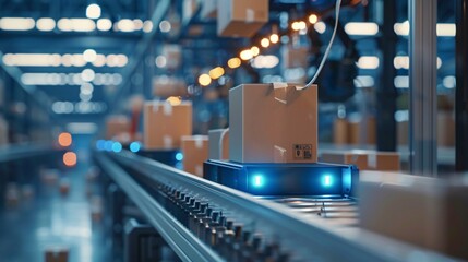 AI and automatic robotic for transport packages in delivery business.