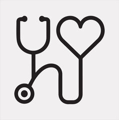 The stethoscope symbol health logo silhouette vector on a white background