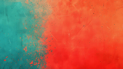 Bright red teal grainy background with vibrant noise texture for gradient retro poster design