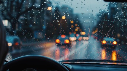 Driving cautiously in wet weather