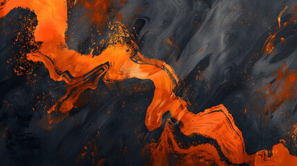 Dark black orange grainy background with vibrant noise texture for gradient abstract retro poster design