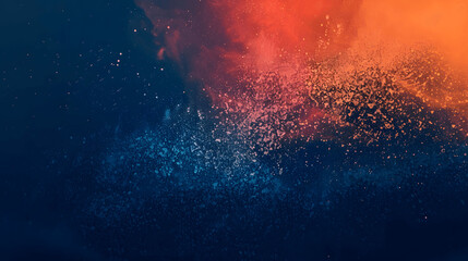 Dark blue orange grainy gradient background with vibrant noise texture for retro banner design