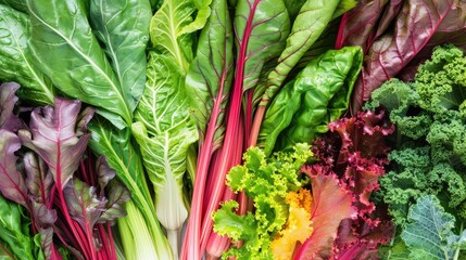 Rainbow of hydroponic vegetables including lettuce, kale, and chard