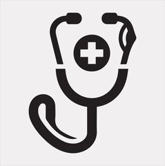 The stethoscope symbol health logo silhouette vector on a white background