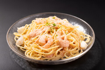 イカと海老の冷やし明太クリームパスタ