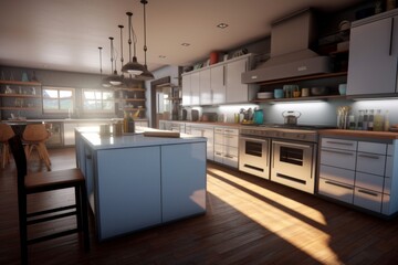 Sunlit Modern Kitchen with Stainless Steel Appliances