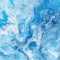 Obraz premium 18. Pastel blue and white liquid paint swirls, abstract pattern, soft and delicate