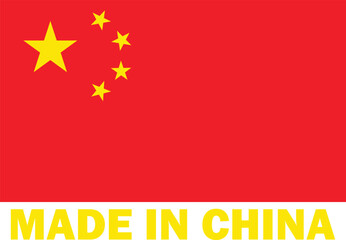 Made in China, Make in China, Manufacture sign, Chinese product icon, Made in China icon, Made in China with Flag