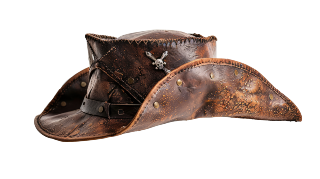 Leather Pirate Hat isolated on transparent