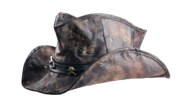 Leather Pirate Hat isolated on transparent
