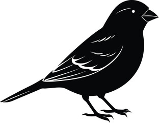 Black and white silhouette of a sparrow