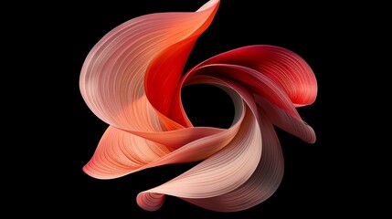 Abstract red shape twisting on black background