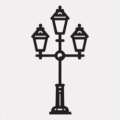 Street Lamp Thin line silhouette vector on white background