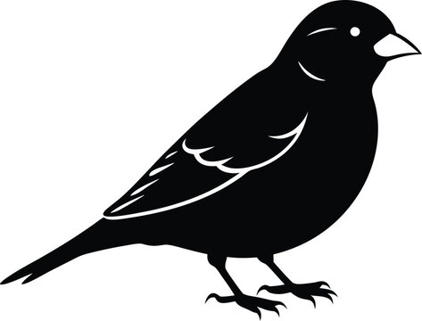 recommend clip art: Black and white silhouette of a sparrow