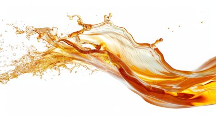 Fototapeta premium Splashes of oily liquid isolated on white background. Organic or motor oil 3D render. Drop of Cooking Oil with Air Bubbles. Icon of drop of oil or honey.