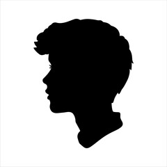 Handsome boy head silhouette on white background. Boy head icon vector sign illustration design.