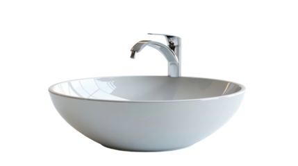 ceramic sink with faucet isolated on transparent background