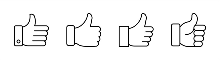 Thumbs up icon set, Black Thumb up icon on white background, Vector illustration.
