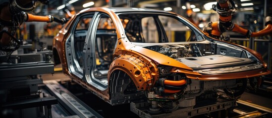 automatic robot arm car assembly production