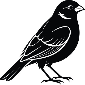 recommend clip art: Black and white silhouette of a sparrow