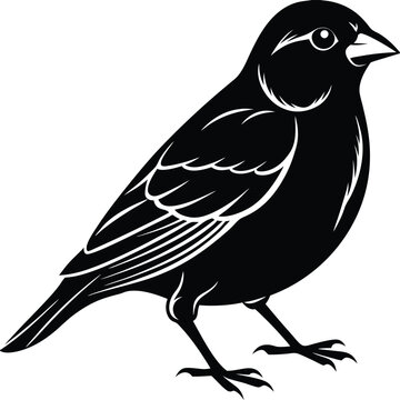 recommend clip art: Black and white silhouette of a sparrow