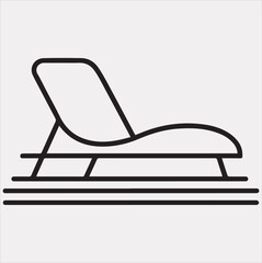 Sunbed icon Thin linear sunbed silhouette vector on a white background