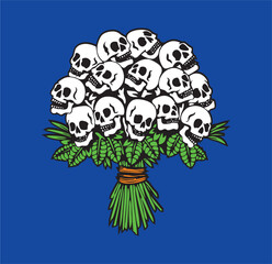 skull flowers bouquet colourfull Logo Vector for T-shirts and Wall Decor horror halloween Athletic Muscle Fitness Beast Barbell Bodybuilding Healthy Wall Sticker