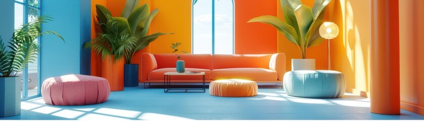 Fototapeta premium creative ideas flat design front view innovation theme 3D render Split-complementary color scheme