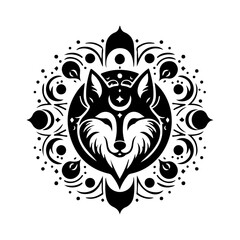 Obraz premium Mystical wolf, magical wolf, Magic Celestial Silhouette Tattoo design.