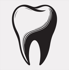 Tooth vector silhouette on white background