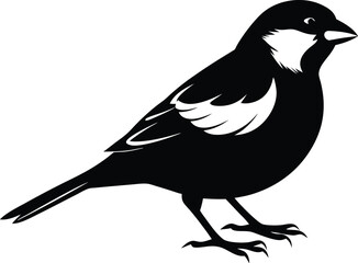 Fototapeta premium Black and white silhouette of a sparrow