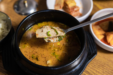 a warm bowl of gukbap, Korean rice soup